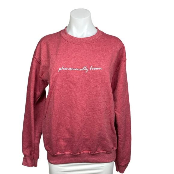 Phenomenal Pink Phenomenally Brown Oversized Long Sleeve Sweatshirt Top Size S - Picture 1 of 6
